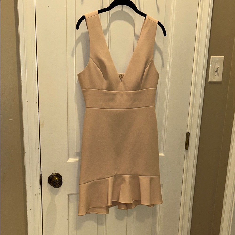 BCBGMaxAzria Tan V-Neck Mini Dress